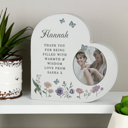 Personalised Wild Flowers Photo Upload Heart Ornament - image 4