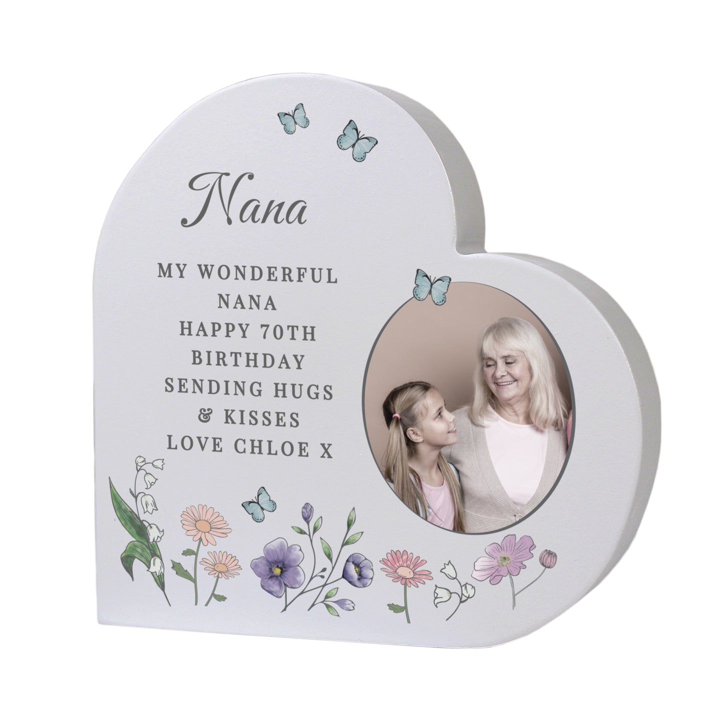 Personalised Wild Flowers Photo Upload Heart Ornament - image 5
