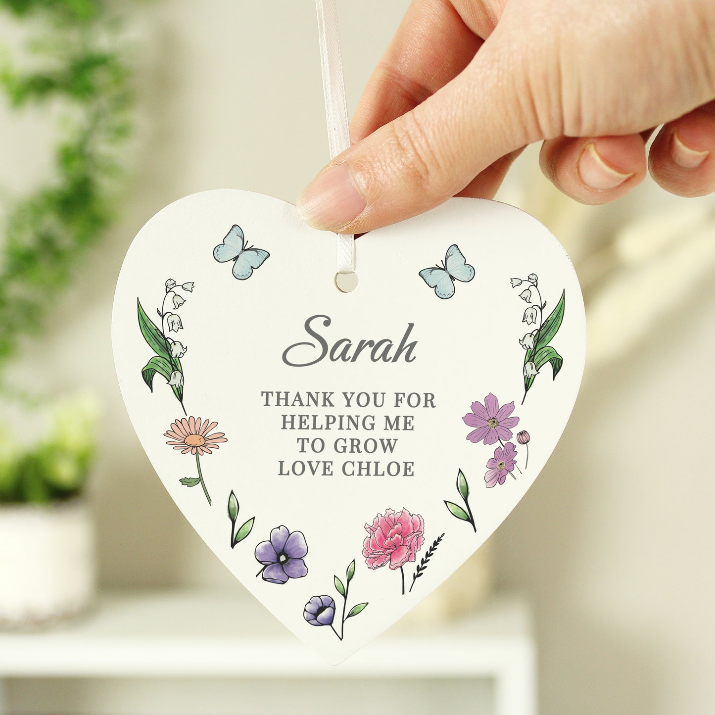 Personalised Wild Flowers Wooden Heart - image 4