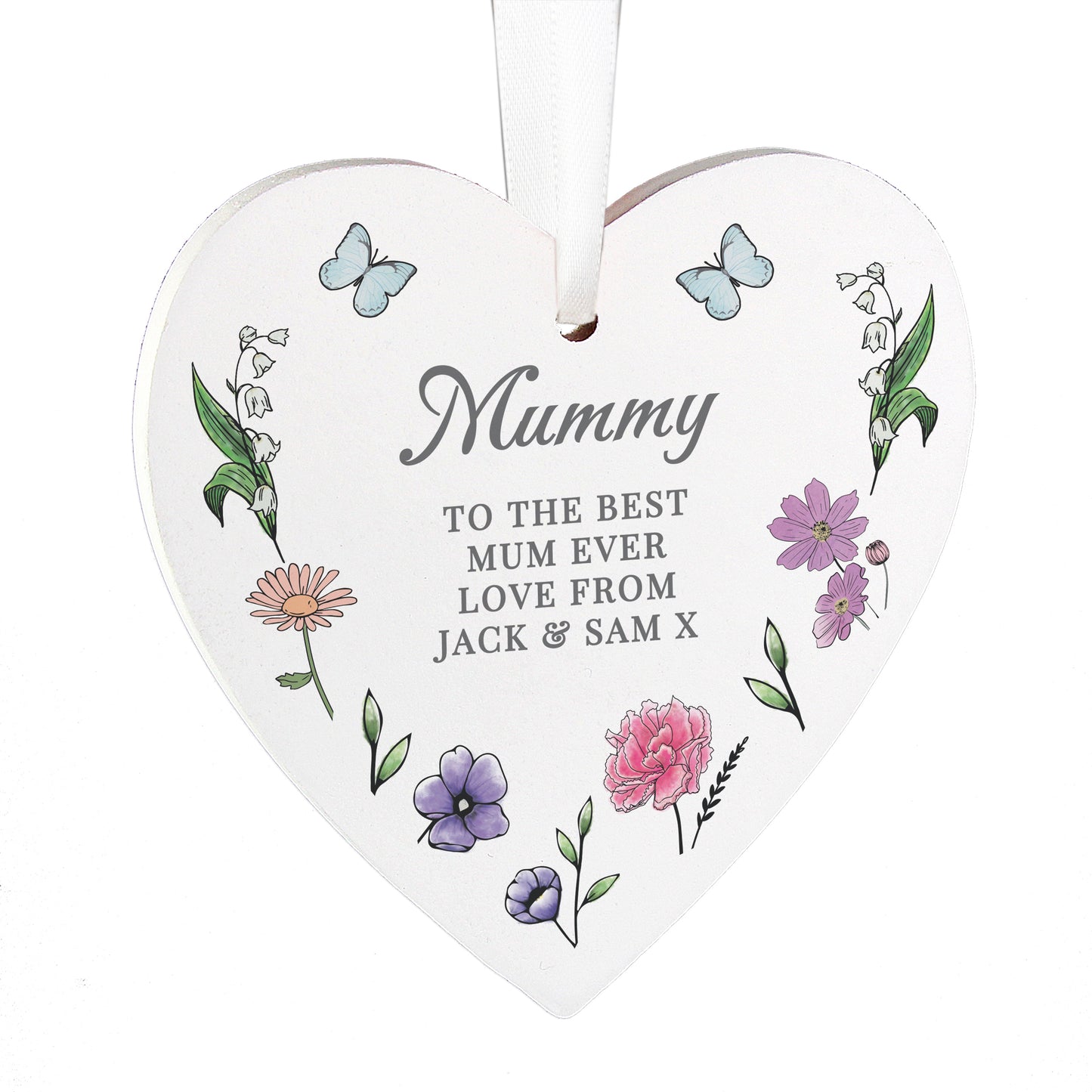 Personalised Wild Flowers Wooden Heart - image 5