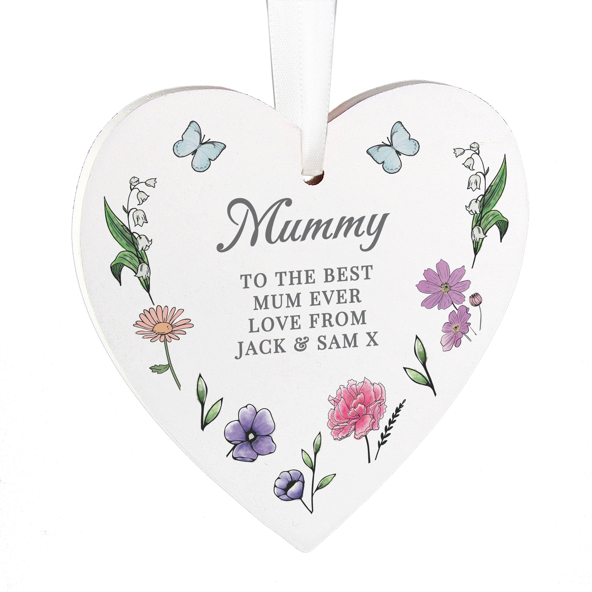 Personalised Wild Flowers Wooden Heart - image 5