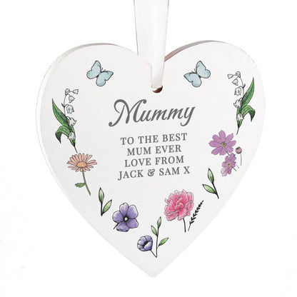 Personalised Wild Flowers Wooden Heart - image 5