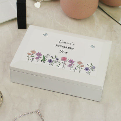 Personalised Wild Flowers Wooden Jewellery Box - image 3