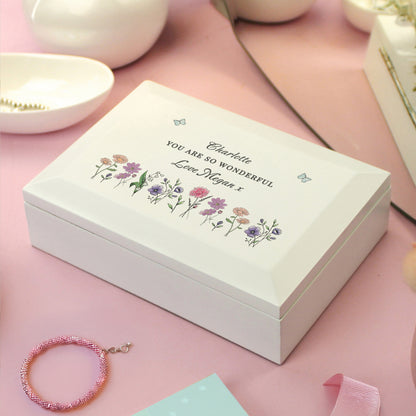 Personalised Wild Flowers Wooden Jewellery Box - image 4