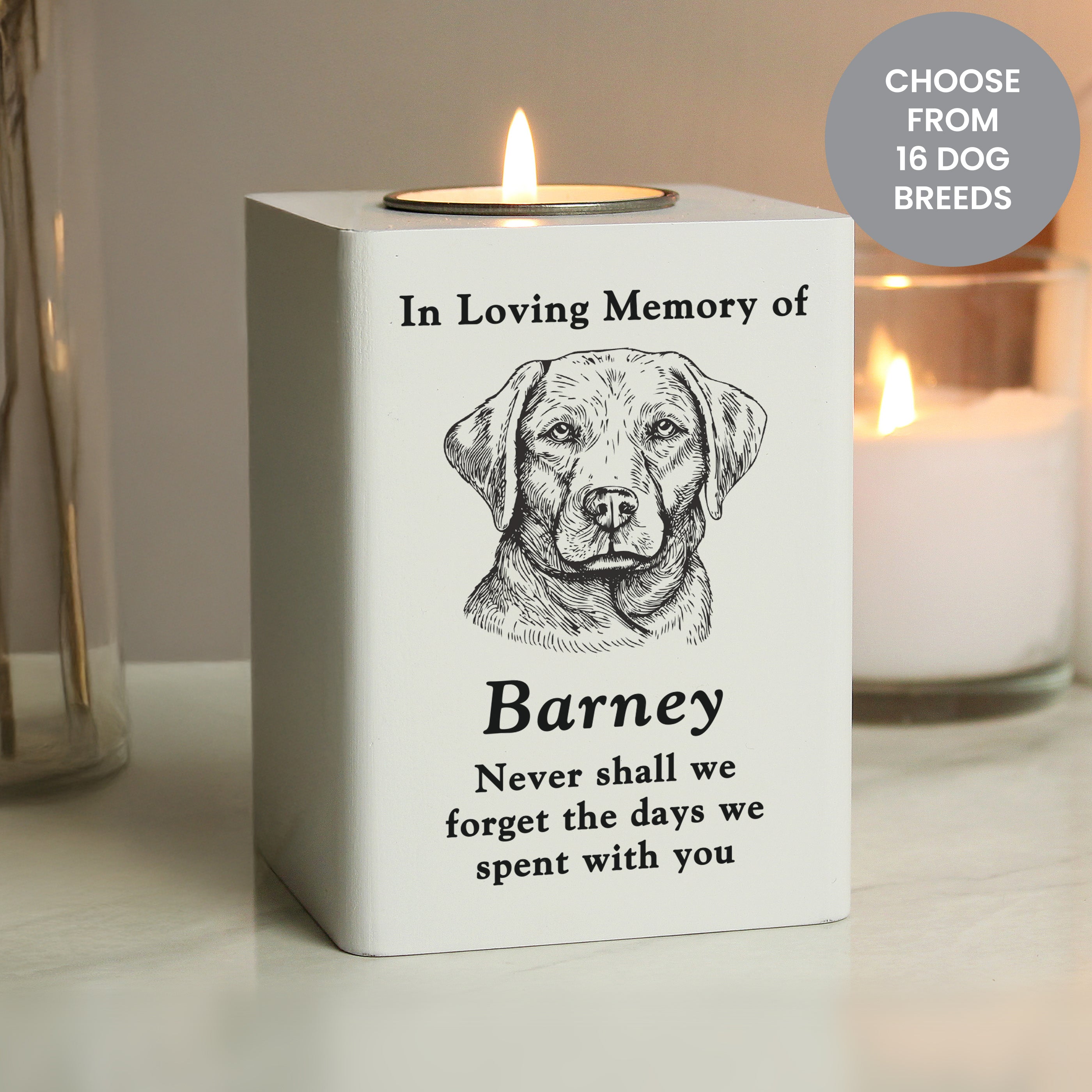 Personalised Dog Breed Memorial Tealight Holder from Heartfelt Gifts