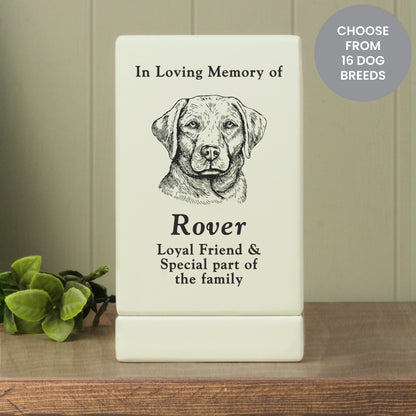 Personalised Dog Breed Small Memorial Urn from Heartfelt Gifts