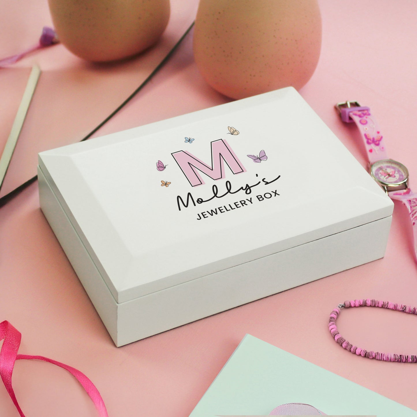 Personalised Butterfly Initial Wooden Jewellery Box from Heartfelt Gifts
