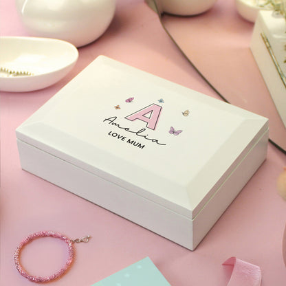 Personalised Butterfly Initial Wooden Jewellery Box - image 3