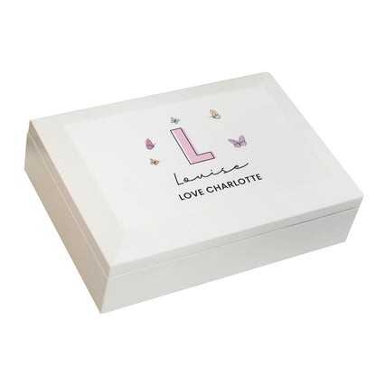 Personalised Butterfly Initial Wooden Jewellery Box - image 5