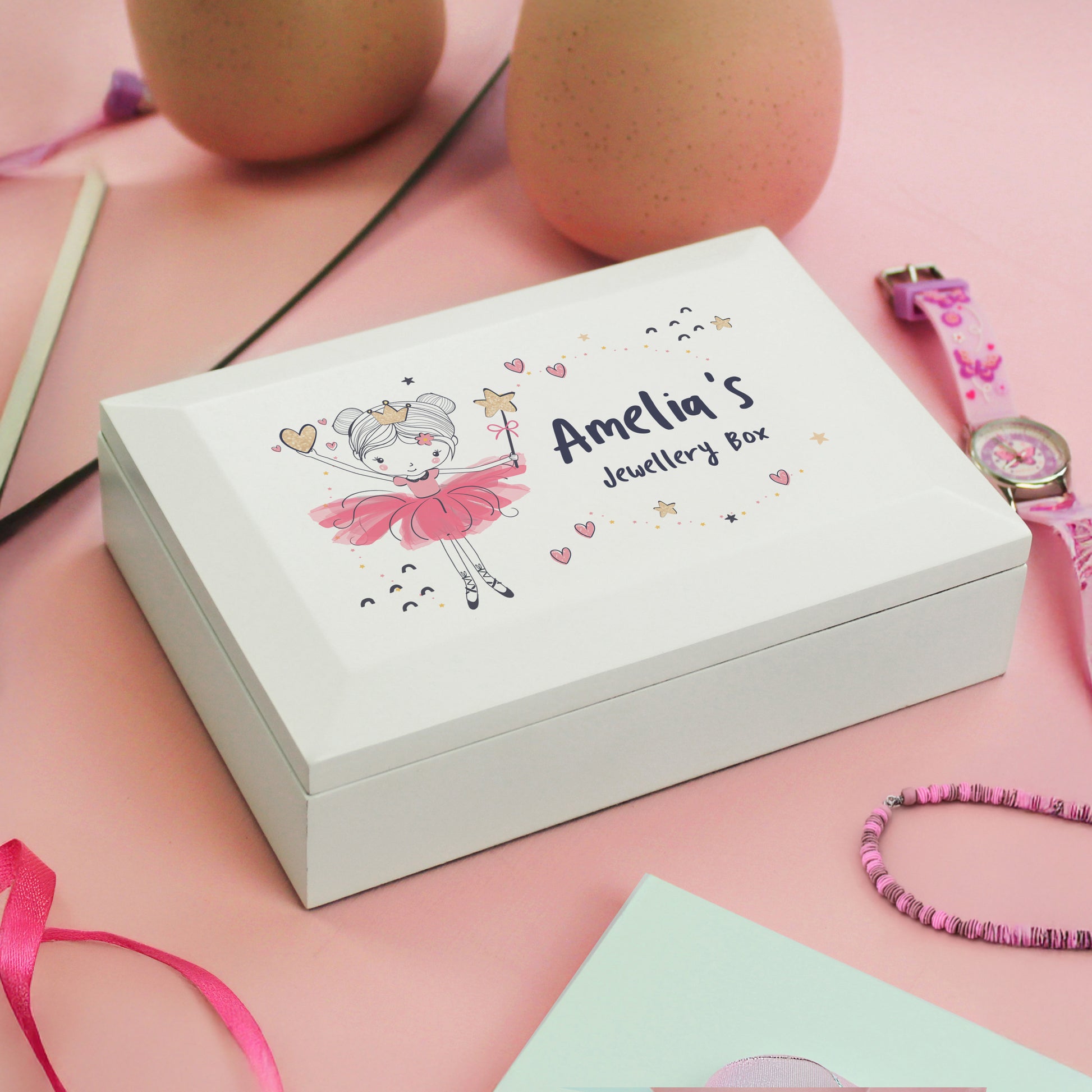Personalised Princess Ballerina Wooden Jewellery Box from Heartfelt Gifts