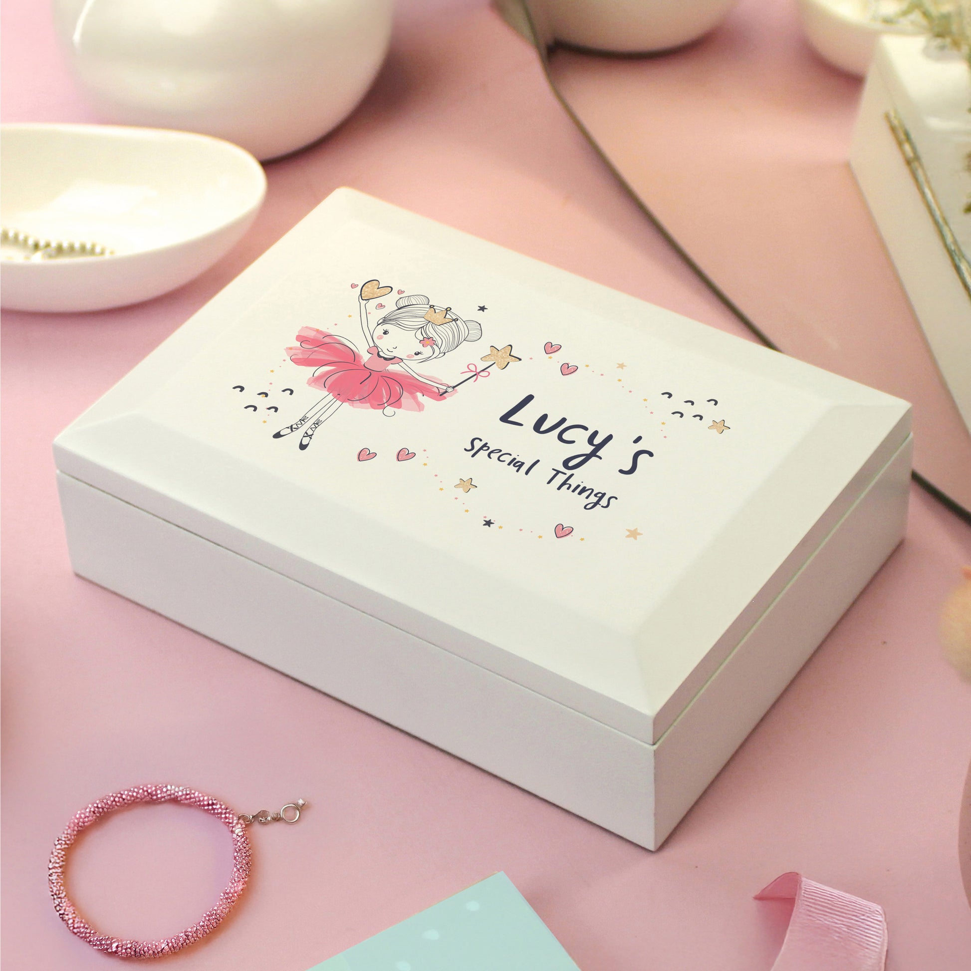 Personalised Princess Ballerina Wooden Jewellery Box - image 3