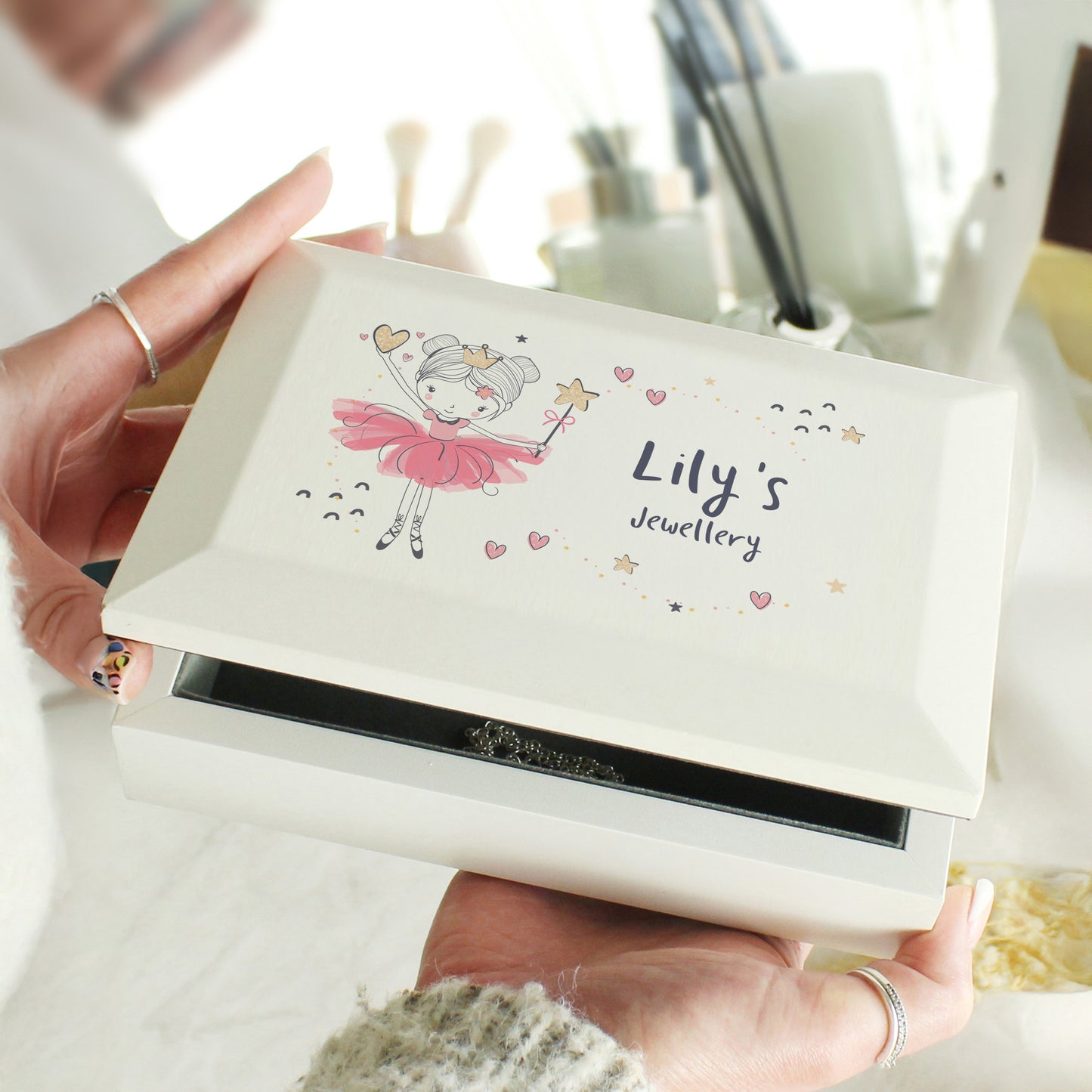 Personalised Princess Ballerina Wooden Jewellery Box - image 4