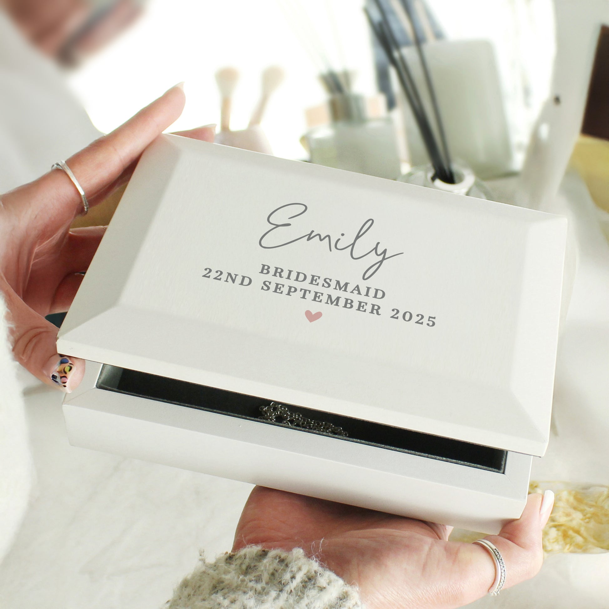 Personalised White Wooden Jewellery Box - image 2