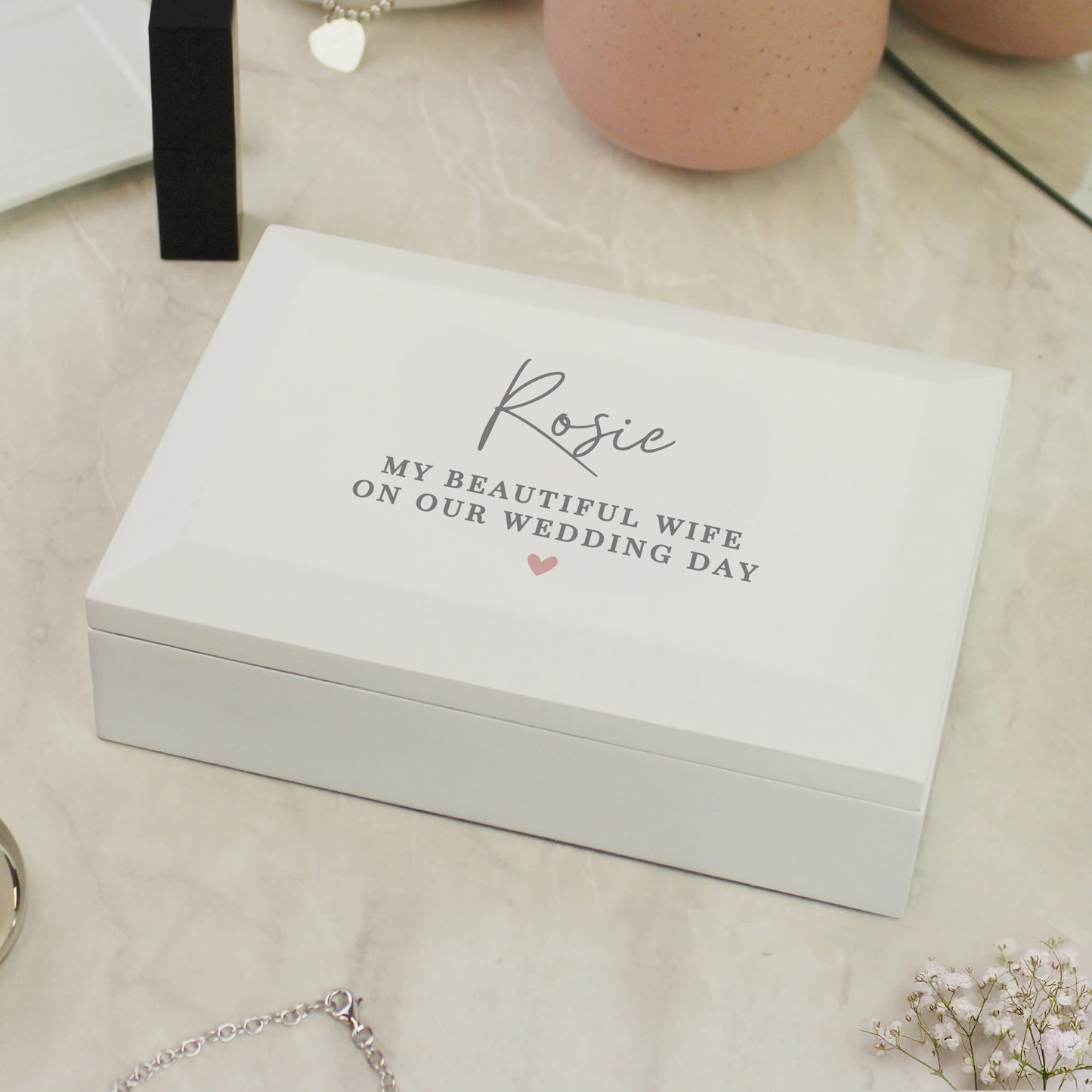 Personalised White Wooden Jewellery Box - image 3