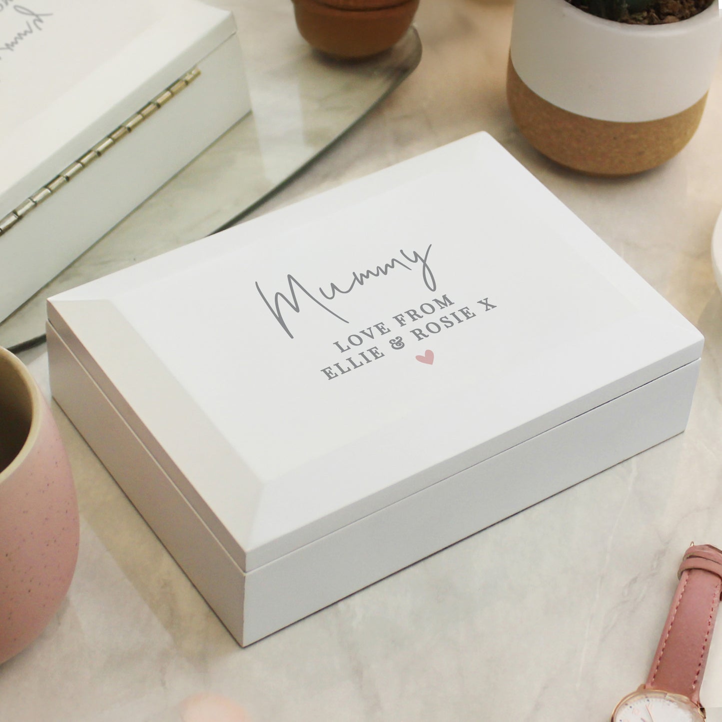 Personalised White Wooden Jewellery Box - image 4