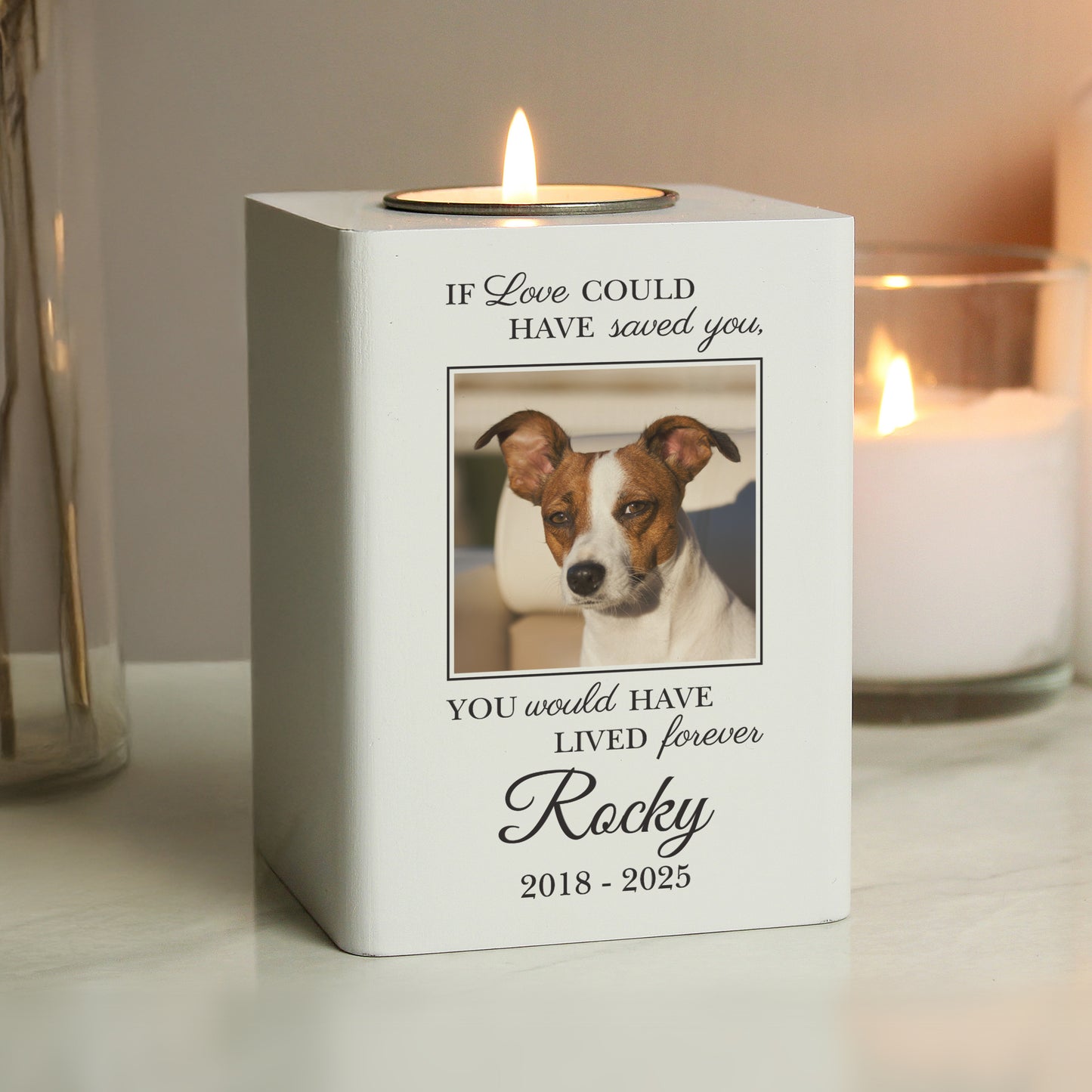 Personalised Pet Photo Upload Memorial Tealight Holder from Heartfelt Gifts