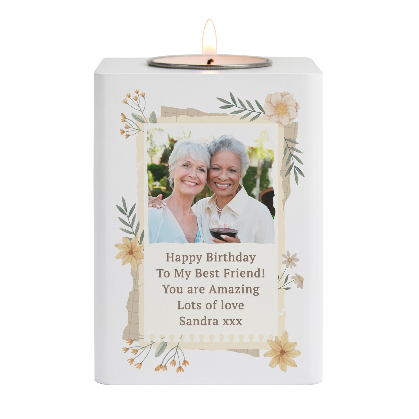 Personalised Wild Flowers Photo Upload Tealight Holder - image 5
