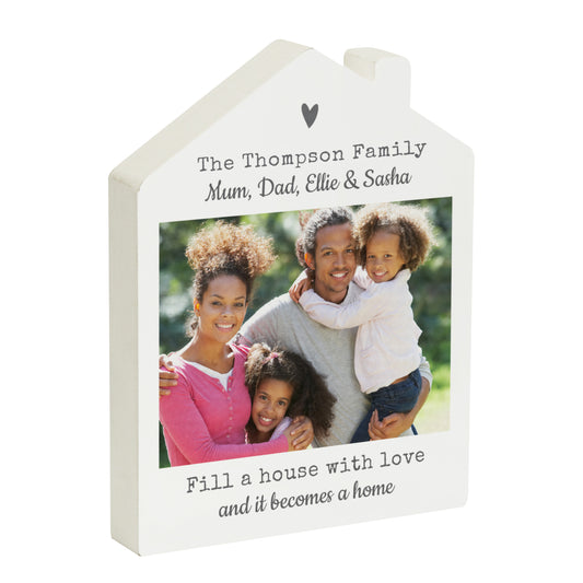Personalised Grey Heart Photo Upload Wooden House Ornament - image 5