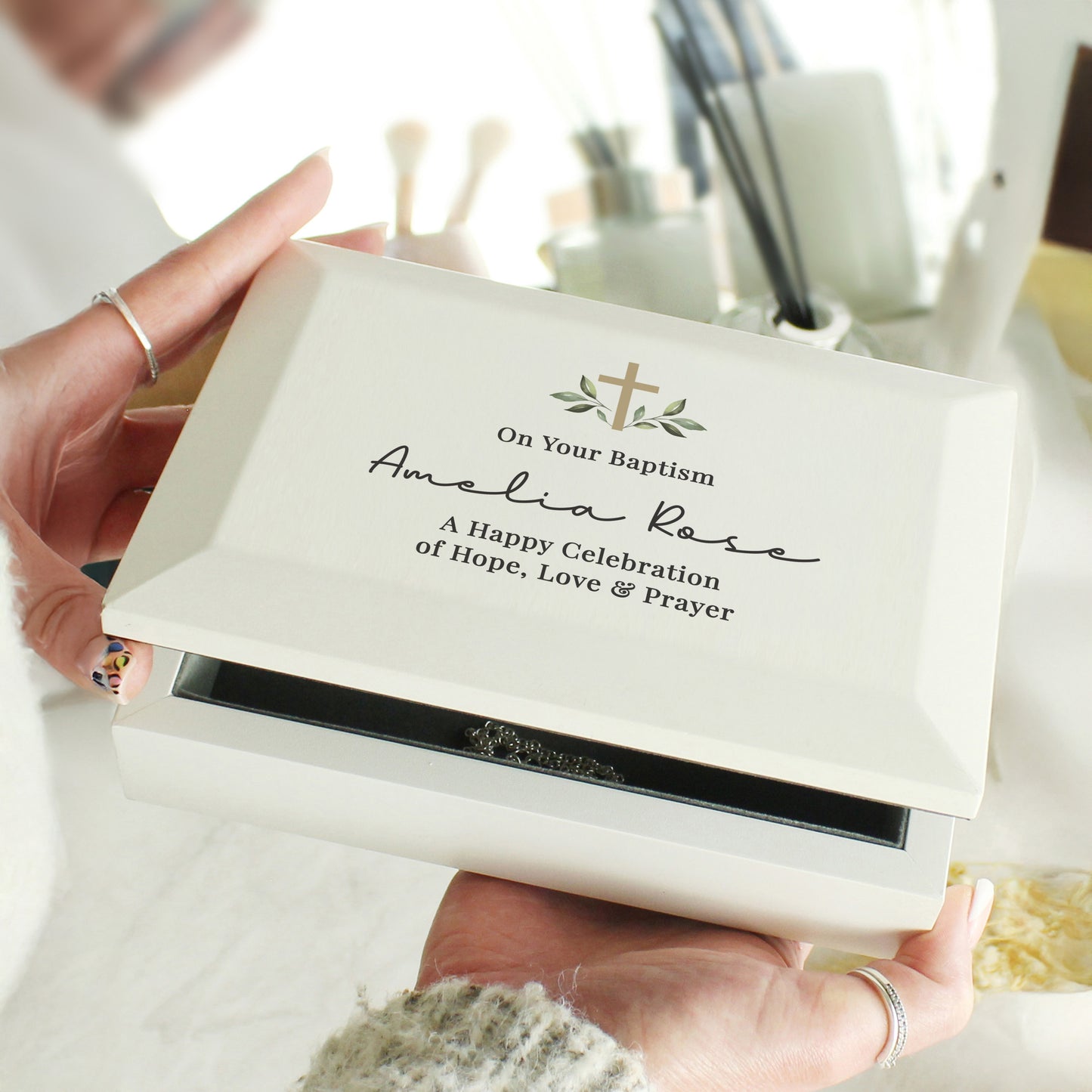 Personalised Holy Communion / Christening Wooden Jewellery Box - image 2