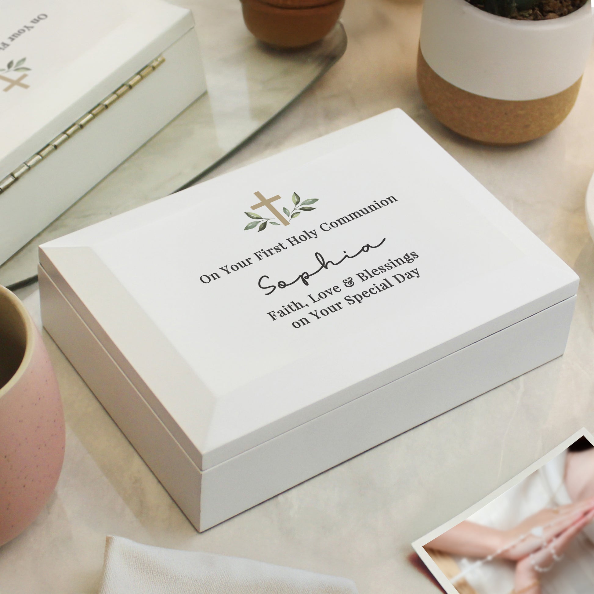 Personalised Holy Communion / Christening Wooden Jewellery Box - image 4