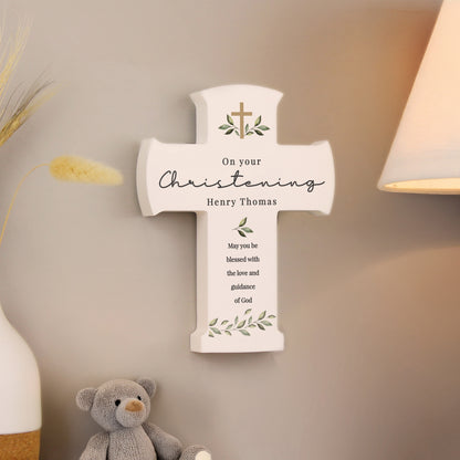 Personalised Botanical Cross Wooden Ornament - image 4