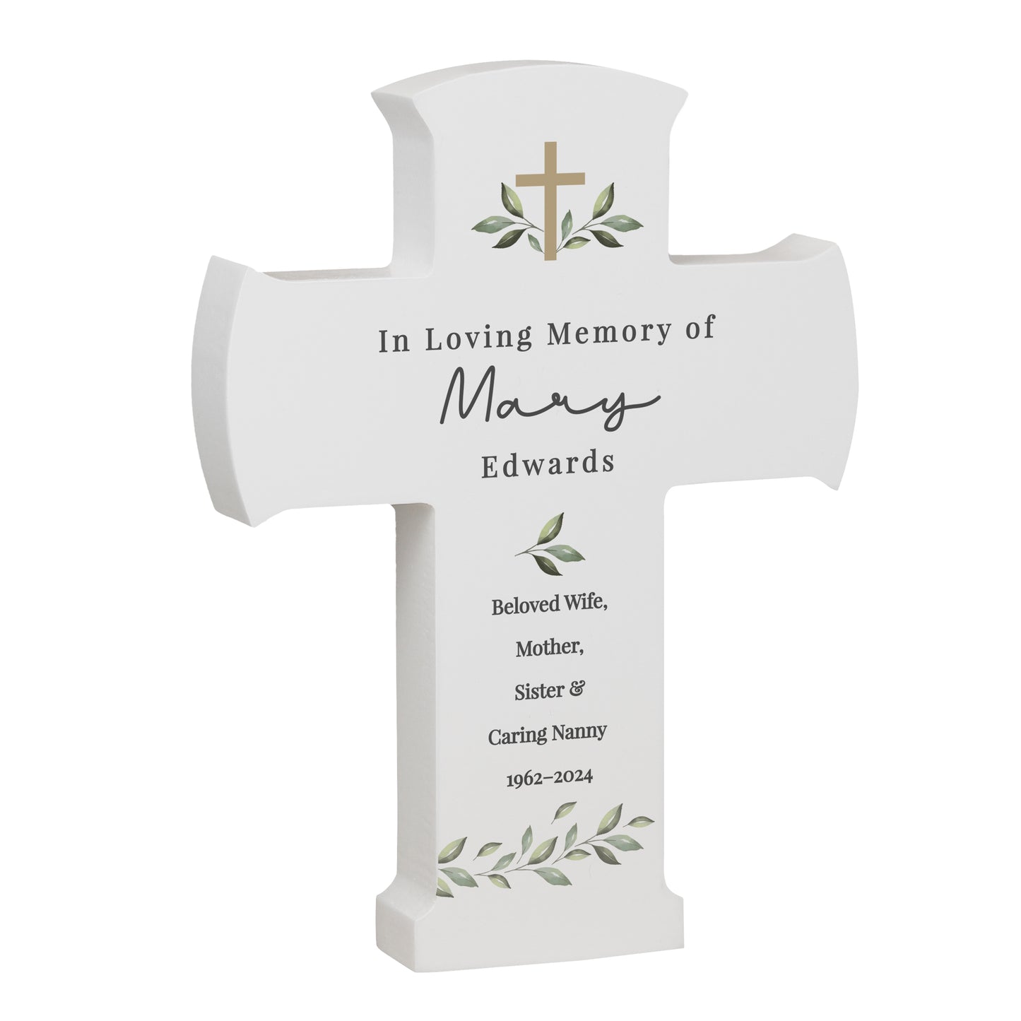 Personalised Botanical Cross Wooden Ornament - image 5