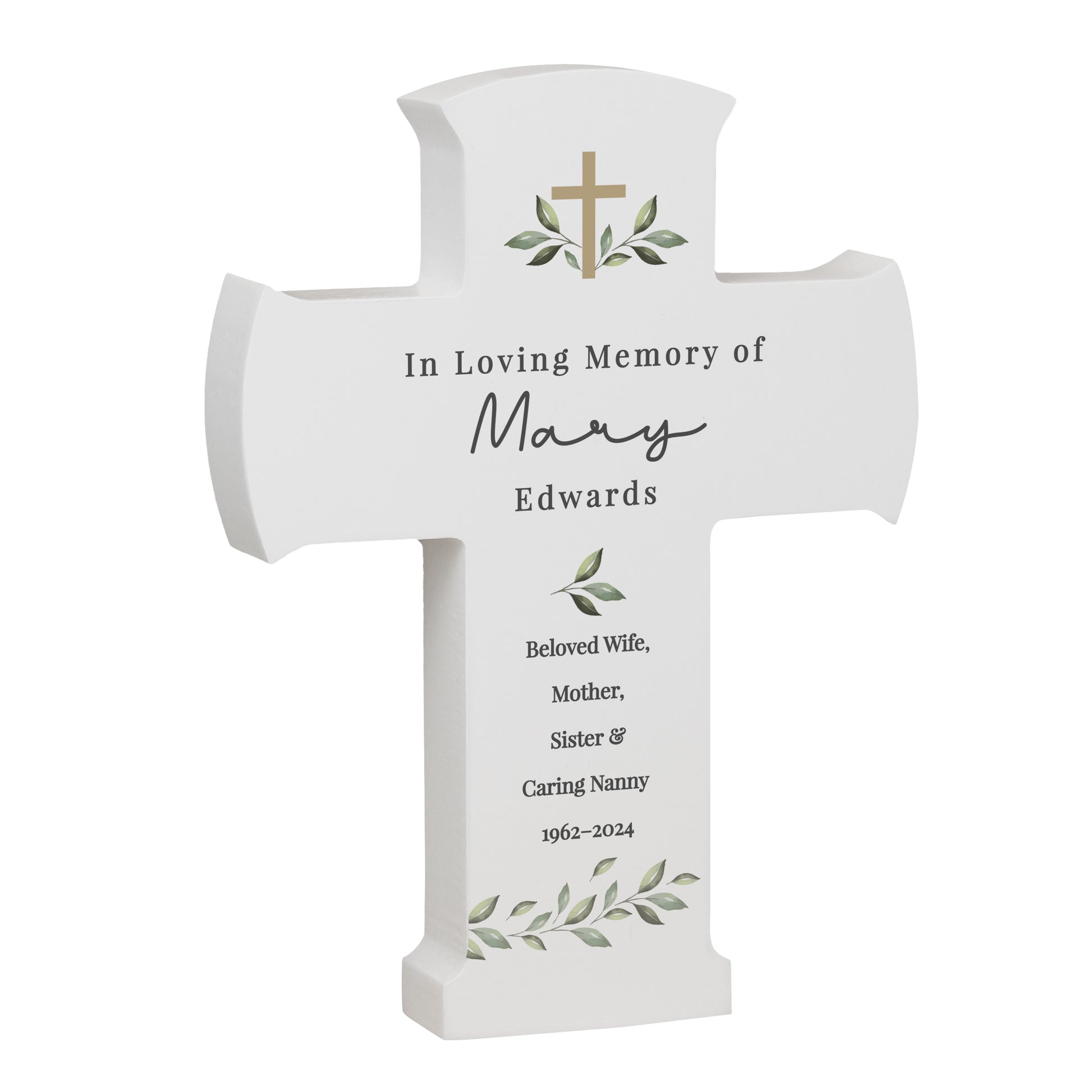 Personalised Botanical Cross Wooden Ornament - image 5