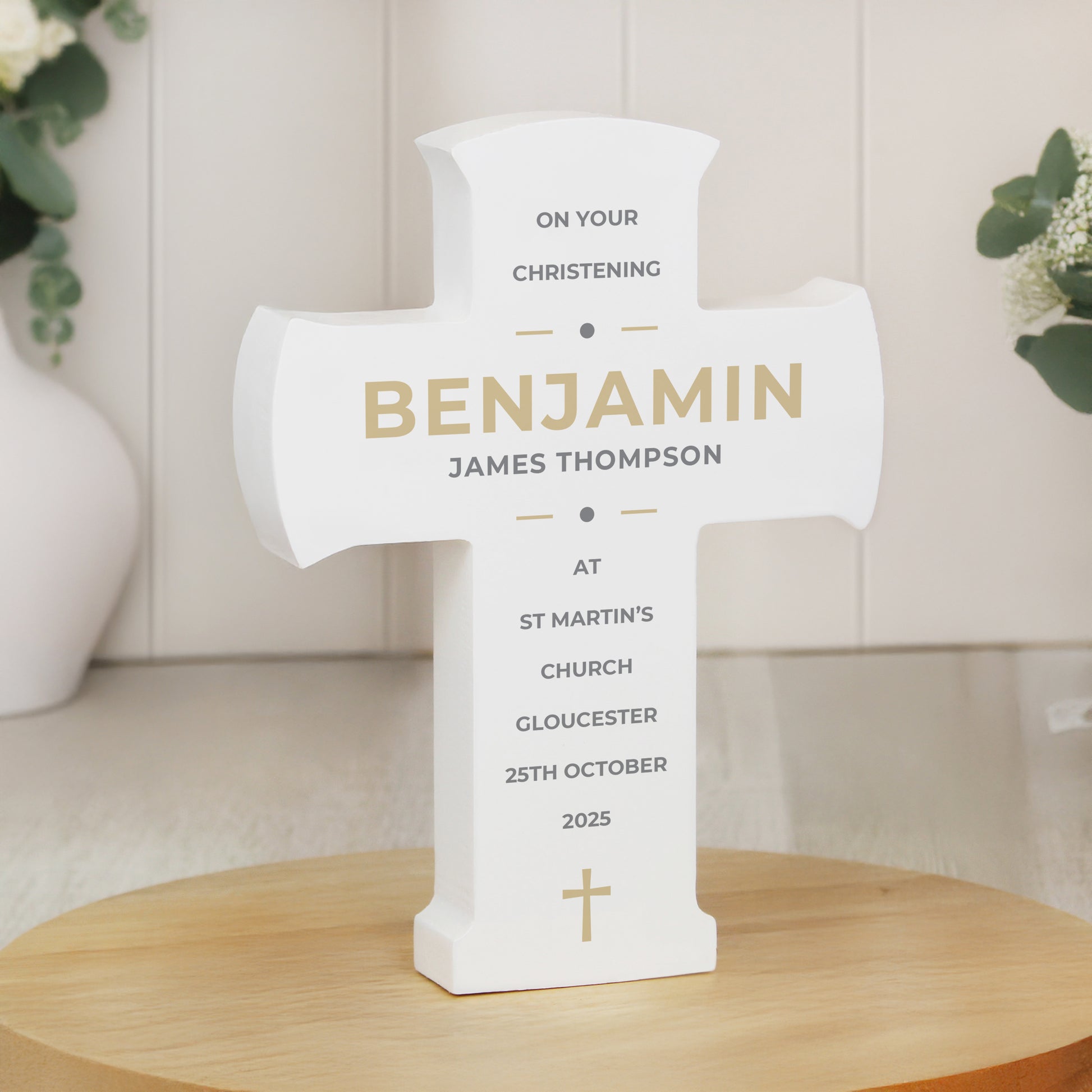 Personalised Wooden Cross Ornament from Heartfelt Gifts