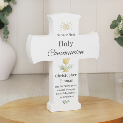 Personalised Holy Communion Cross Wooden Ornament from Heartfelt Gifts