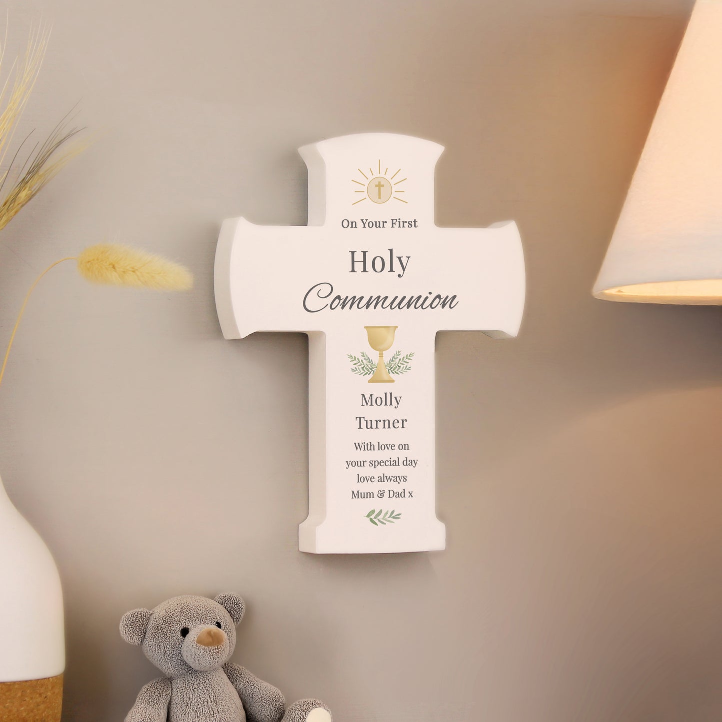 Personalised Holy Communion Cross Wooden Ornament - image 2