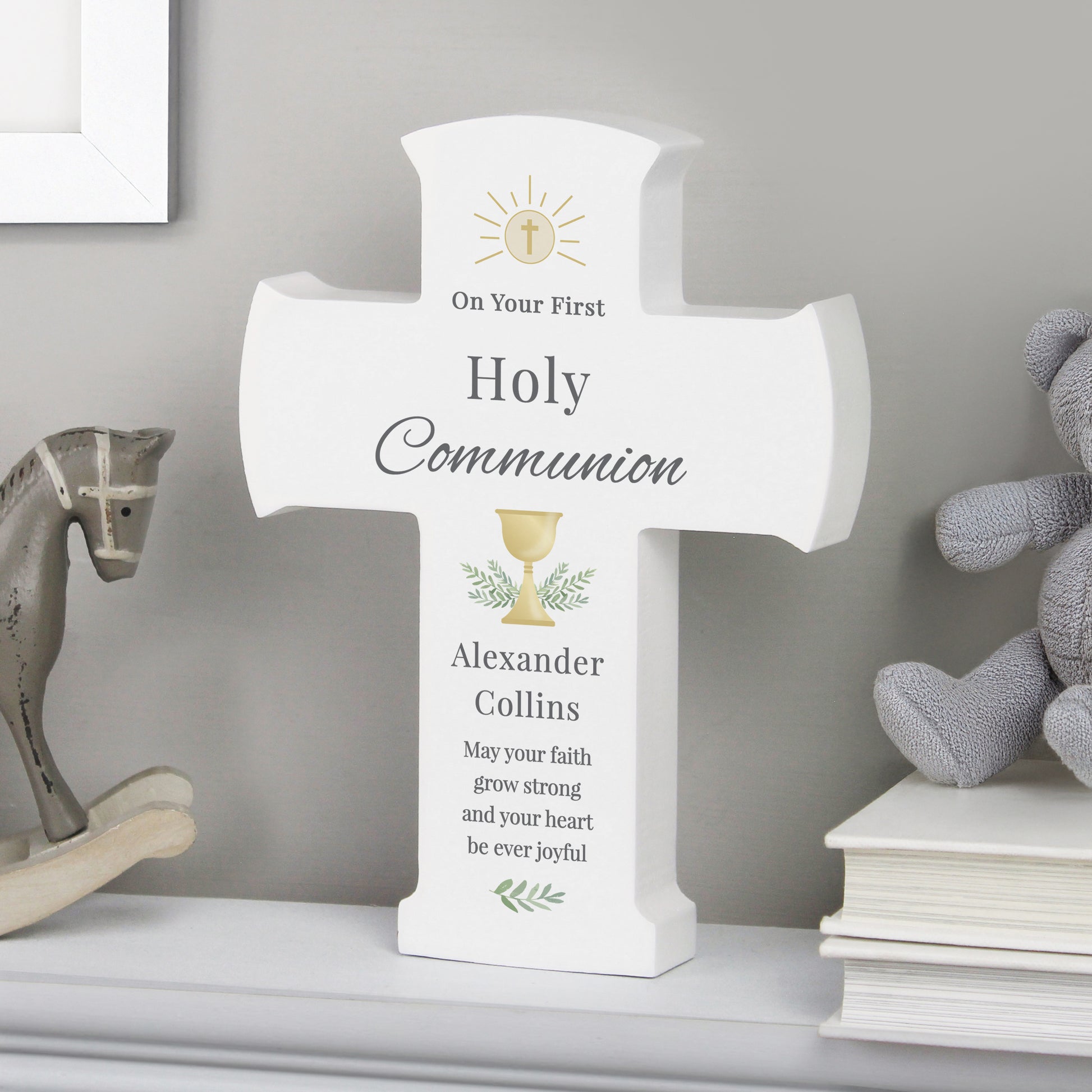 Personalised Holy Communion Cross Wooden Ornament - image 4
