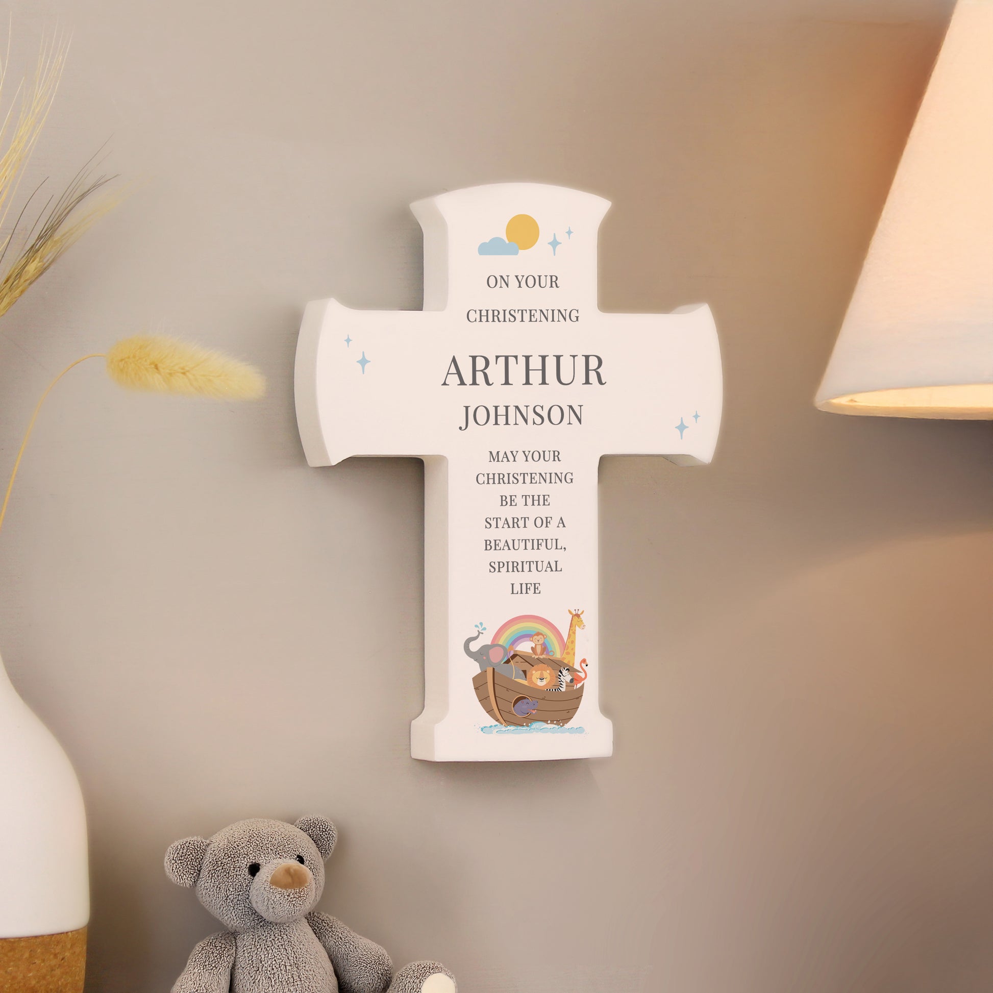 Personalised Noahs Ark Cross Wooden Ornament - image 2