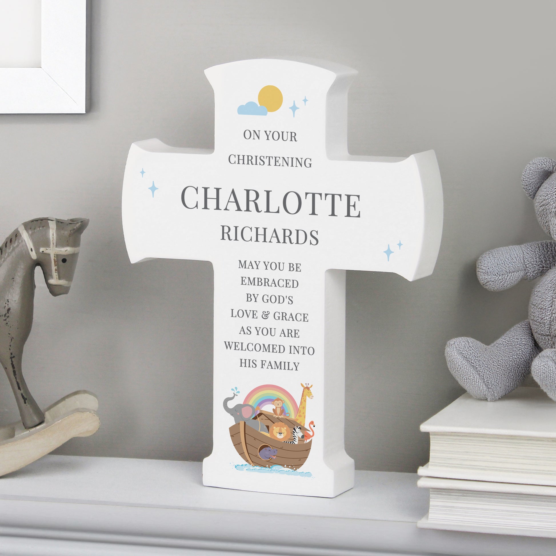 Personalised Noahs Ark Cross Wooden Ornament - image 4