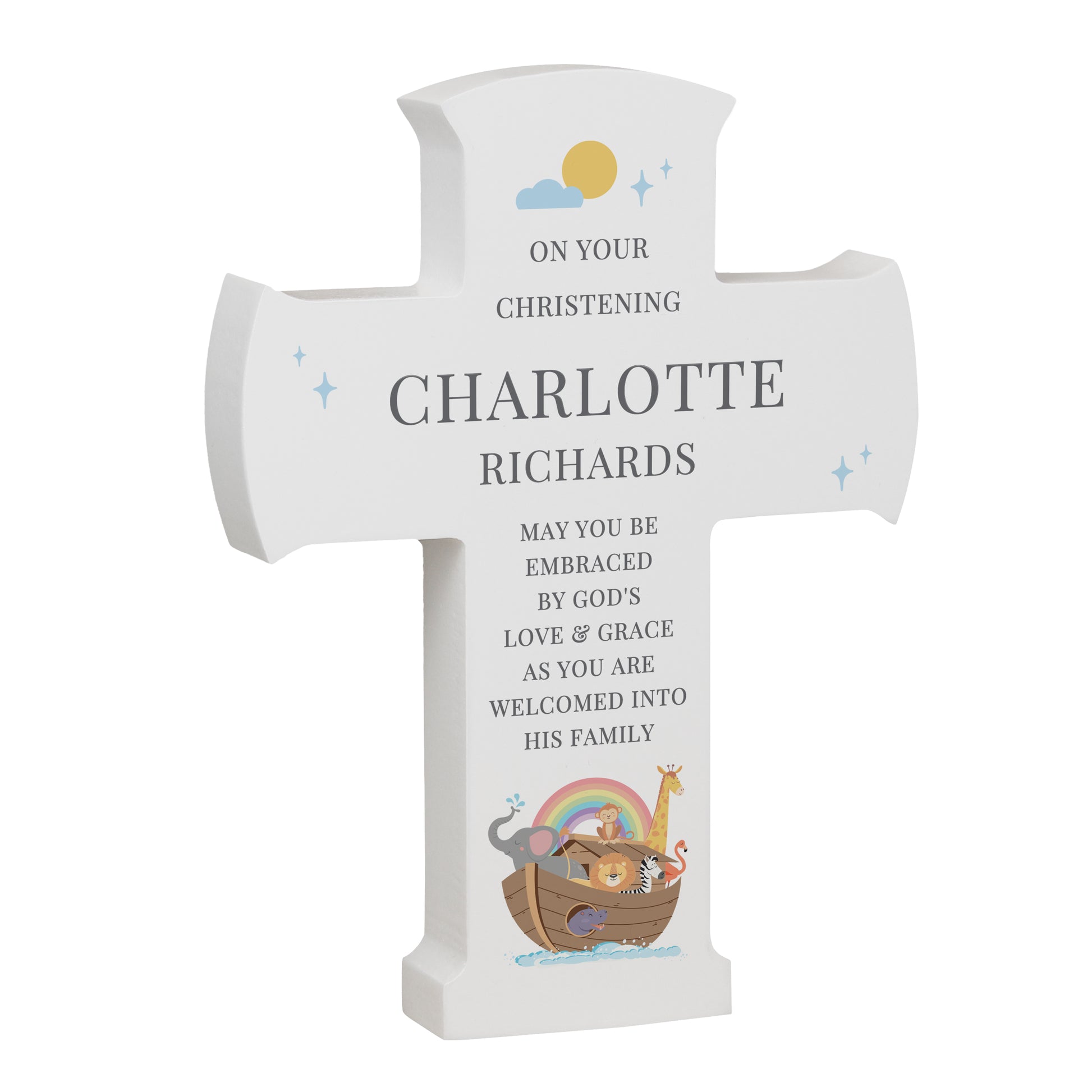 Personalised Noahs Ark Cross Wooden Ornament - image 5