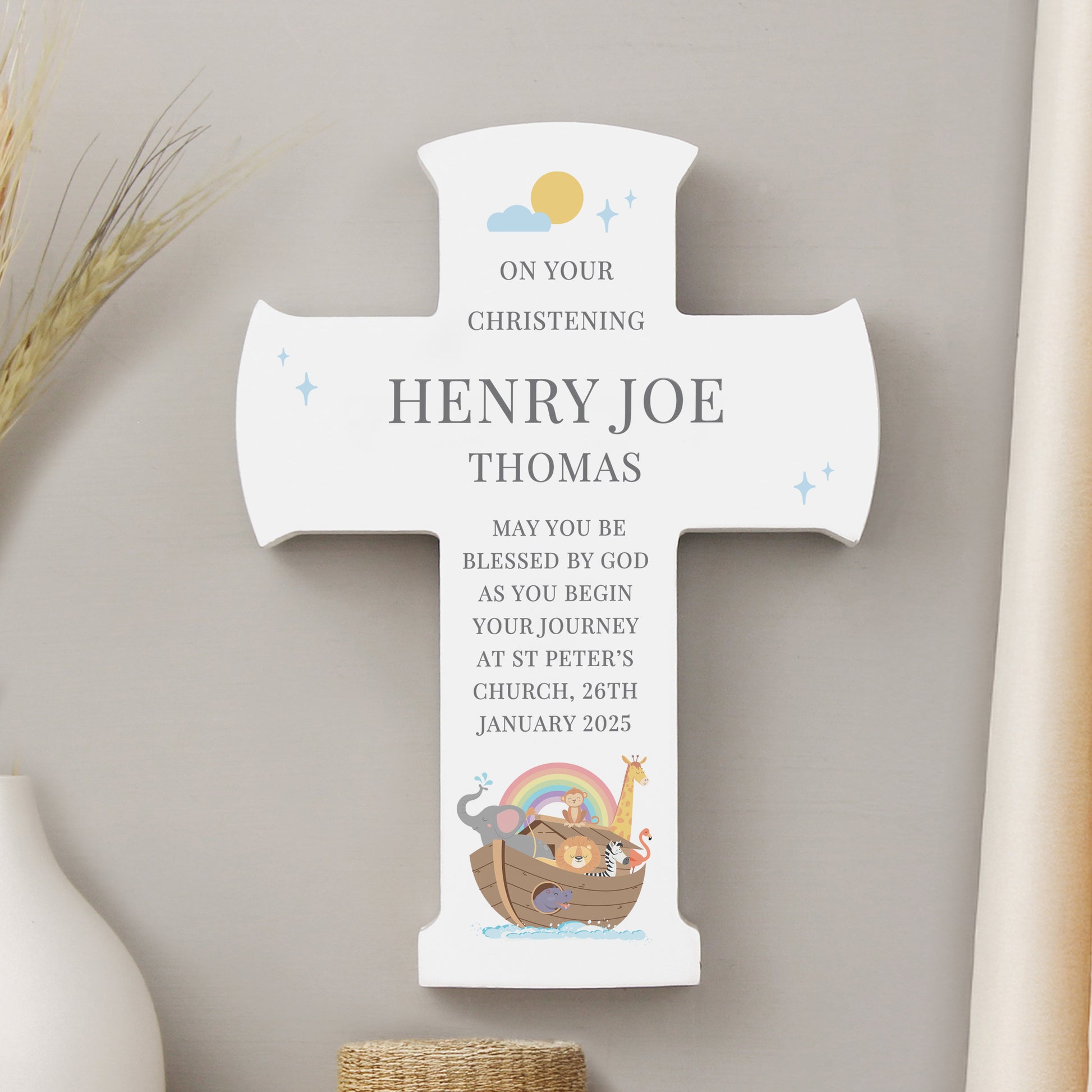 Personalised Noahs Ark Cross Wooden Ornament - image 6
