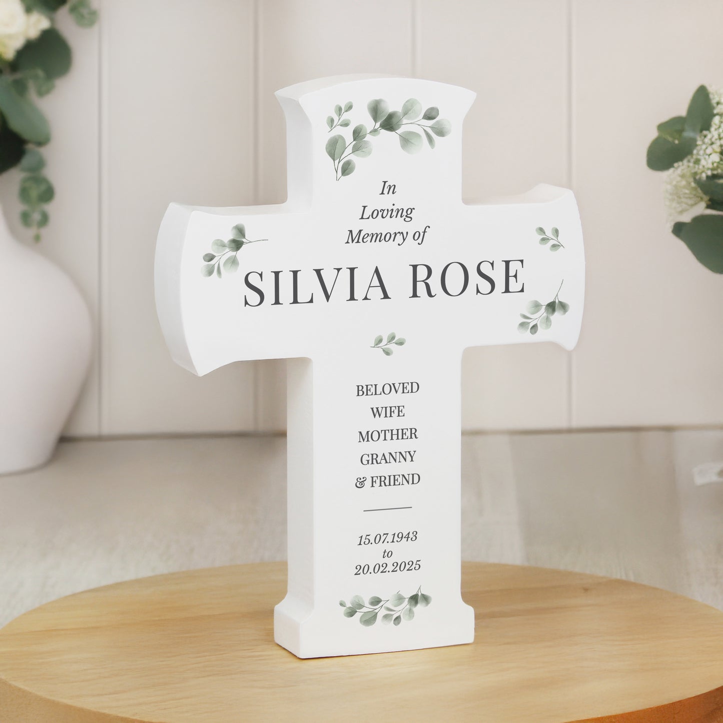 Personalised Memorial Cross Wooden Ornament from Heartfelt Gifts