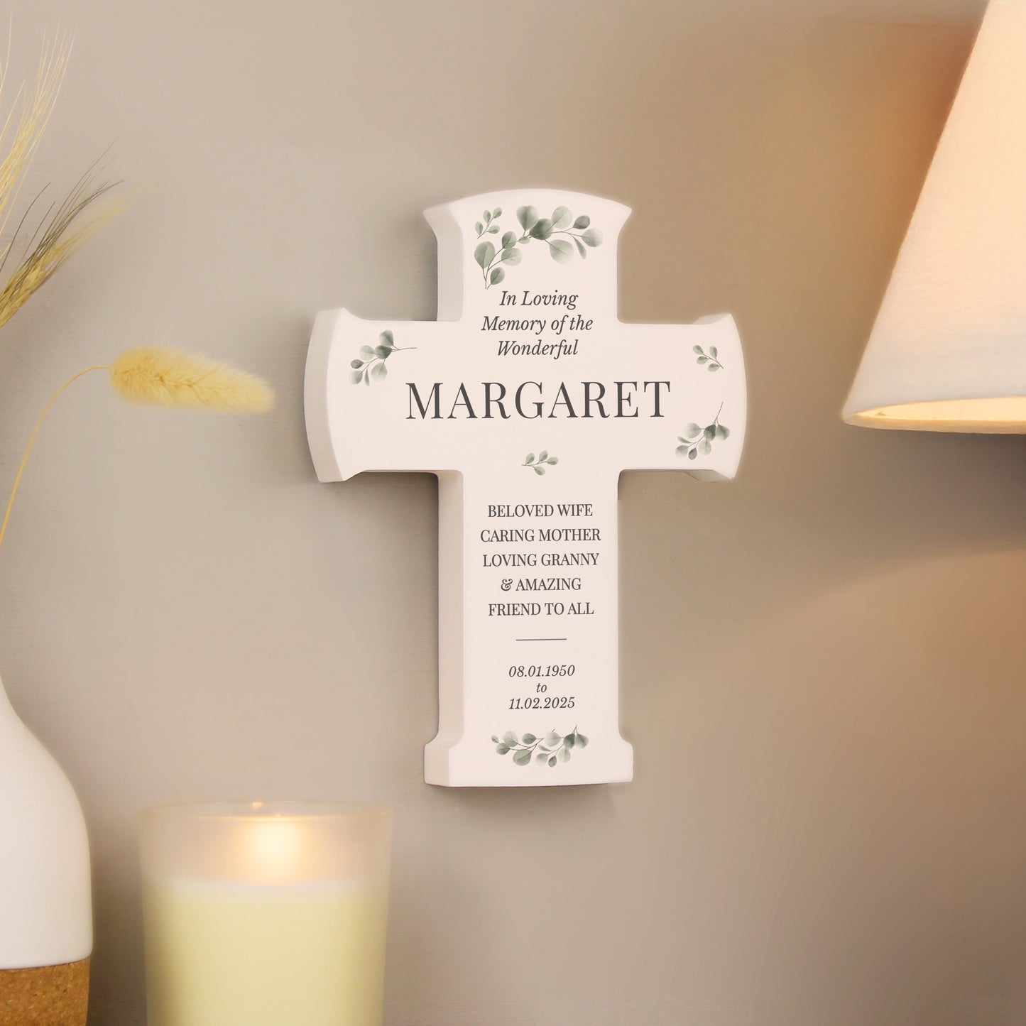 Personalised Memorial Cross Wooden Ornament - image 2