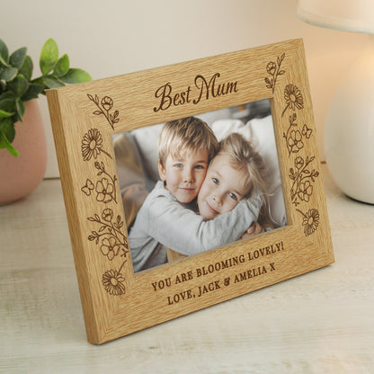 Personalised Wild Flowers 6x4 Oak Finish Photo Frame - image 4