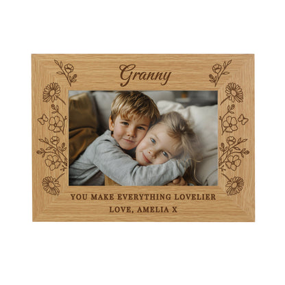 Personalised Wild Flowers 6x4 Oak Finish Photo Frame - image 5