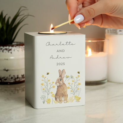 Personalised Spring Bunny Tealight Holder - image 2
