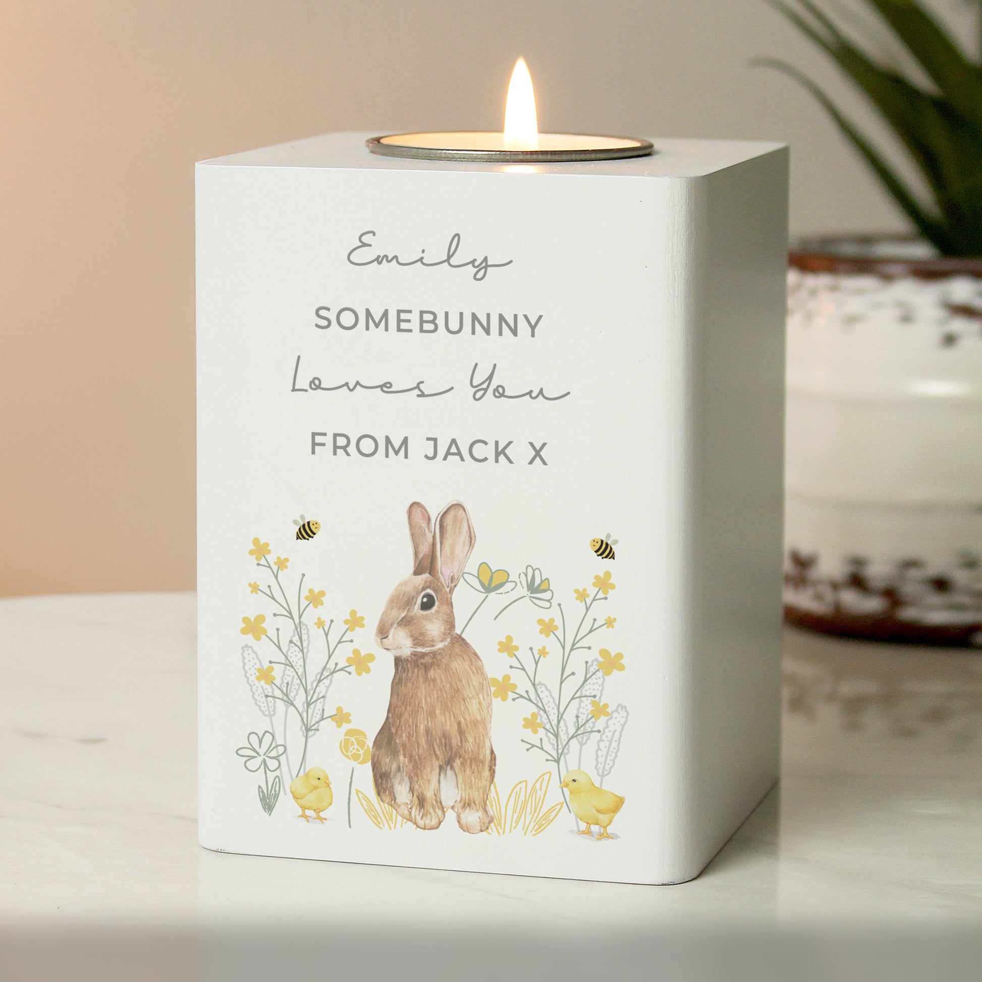Personalised Spring Bunny Tealight Holder - image 3