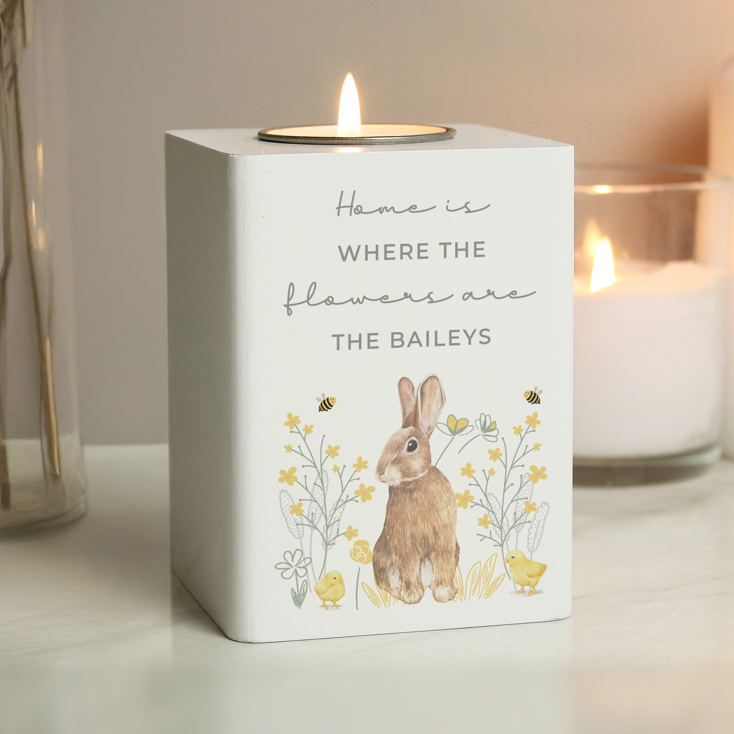 Personalised Spring Bunny Tealight Holder - image 4
