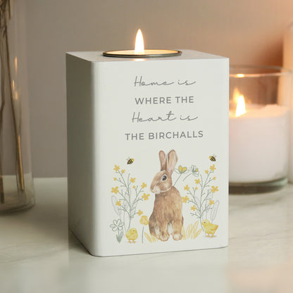 Personalised Spring Bunny Tealight Holder from Heartfelt Gifts