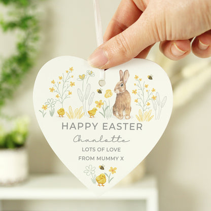 Personalised Spring Bunny Wooden Heart Ornament - image 2