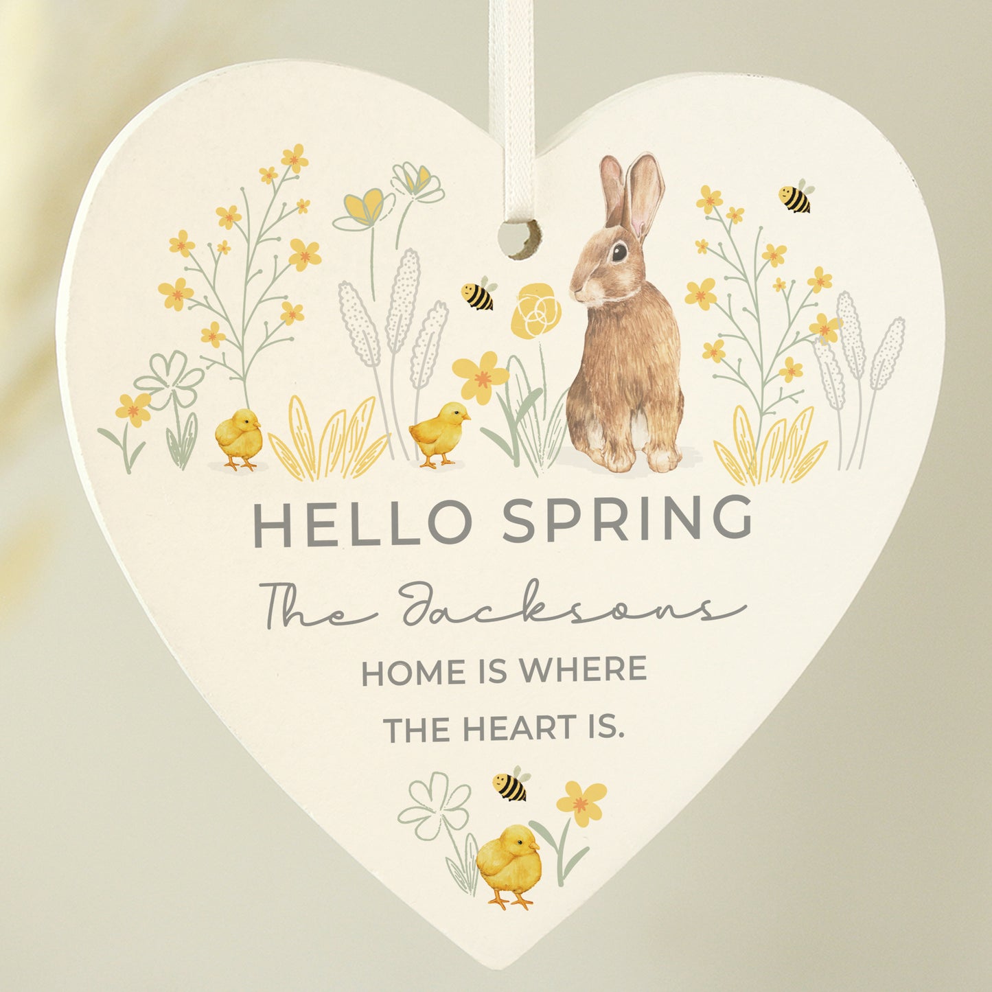 Personalised Spring Bunny Wooden Heart Ornament - image 3
