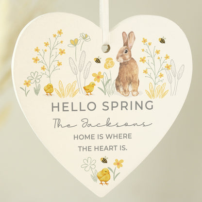 Personalised Spring Bunny Wooden Heart Ornament - image 3