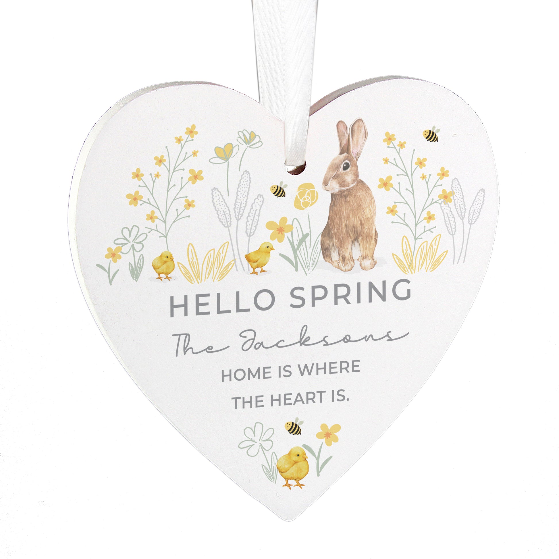 Personalised Spring Bunny Wooden Heart Ornament - image 5