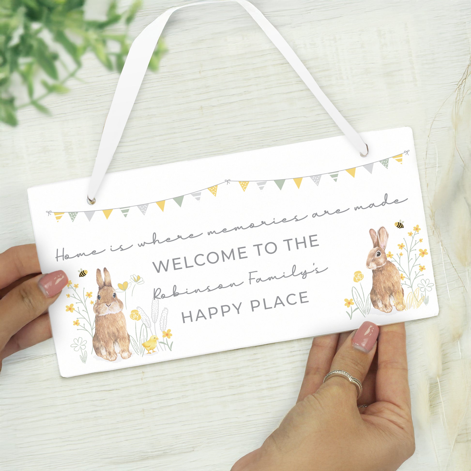 Personalised Spring Bunny Wooden Sign - image 2