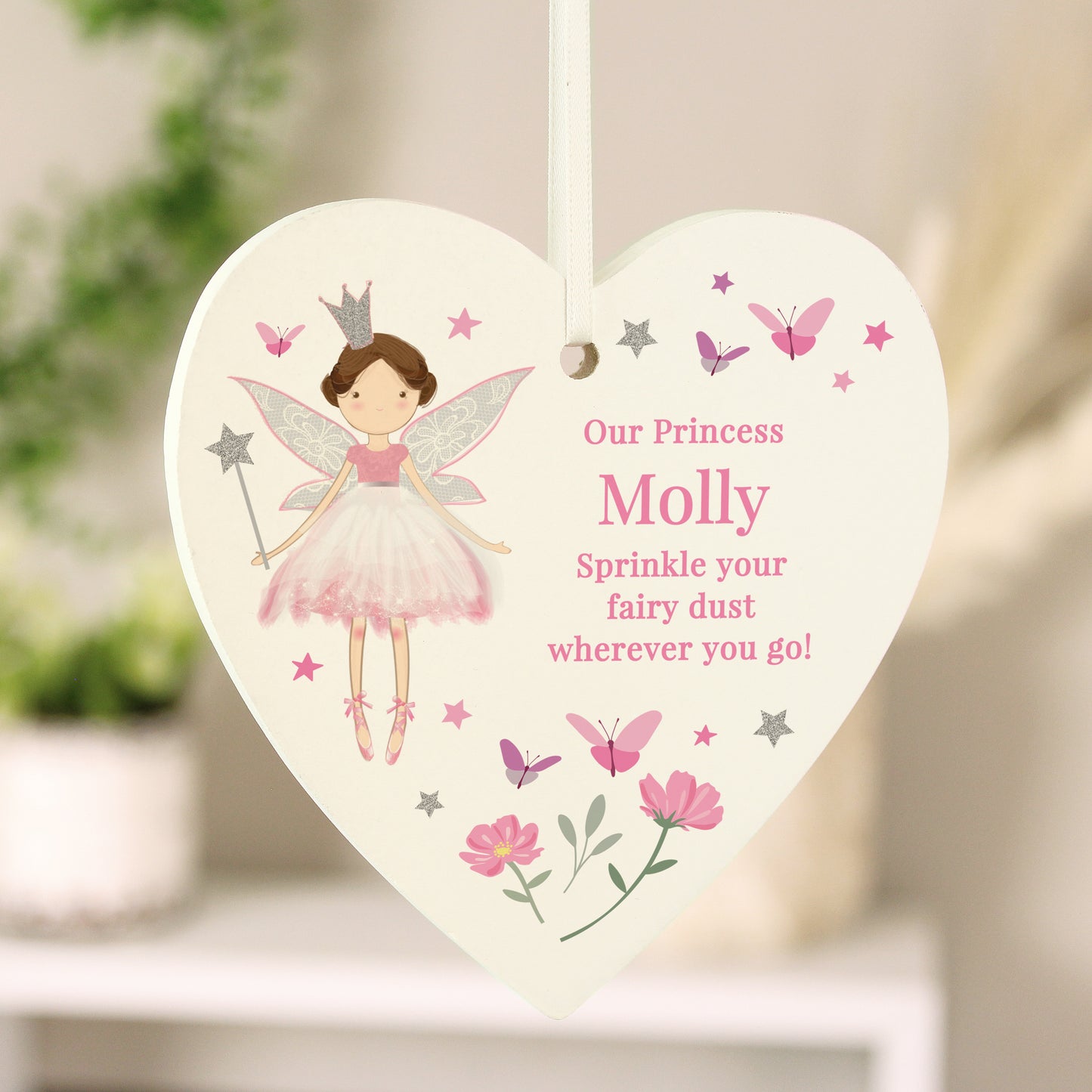 Personalised Fairy Princess Hanging Heart Ornament - image 2