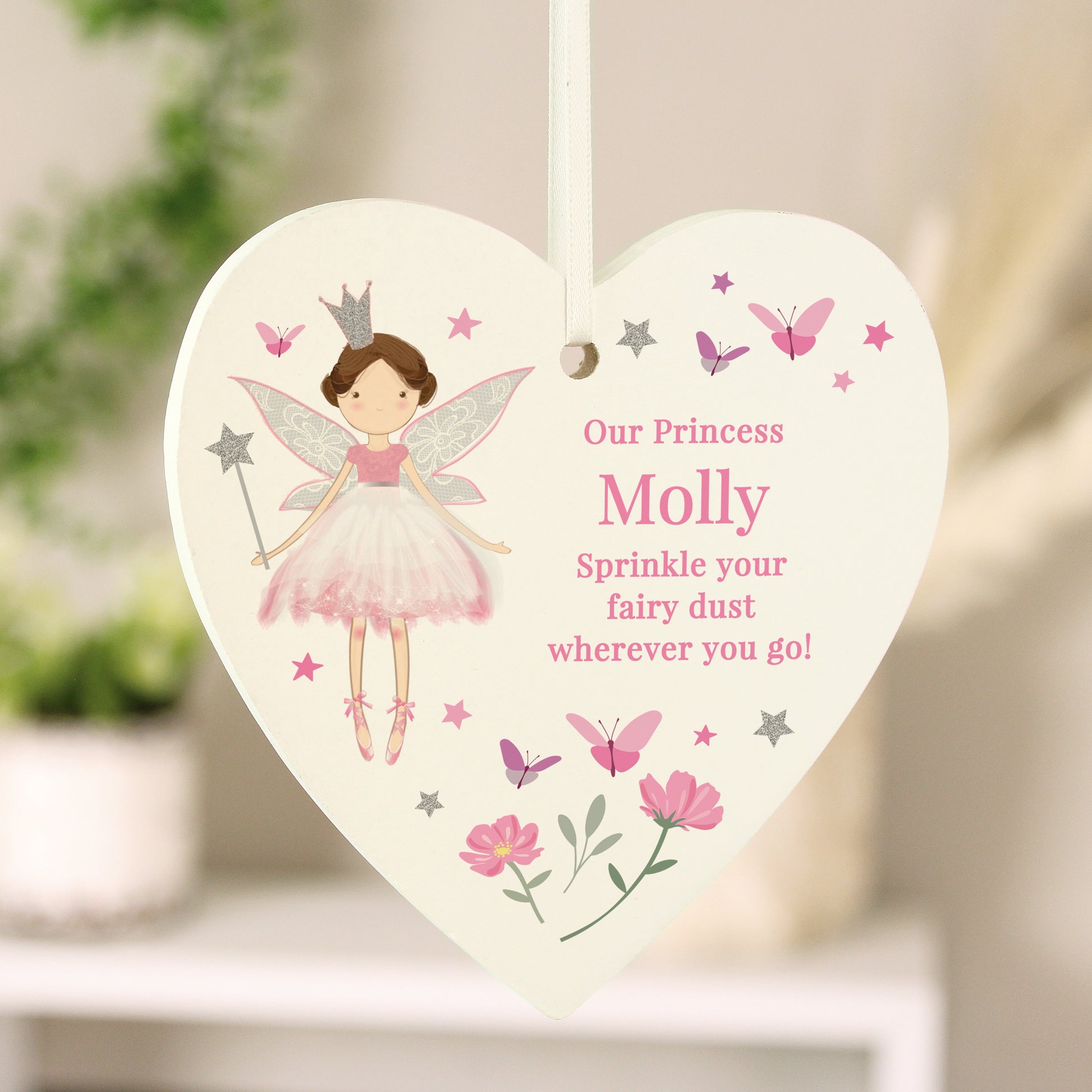 Personalised Fairy Princess Hanging Heart Ornament - image 2